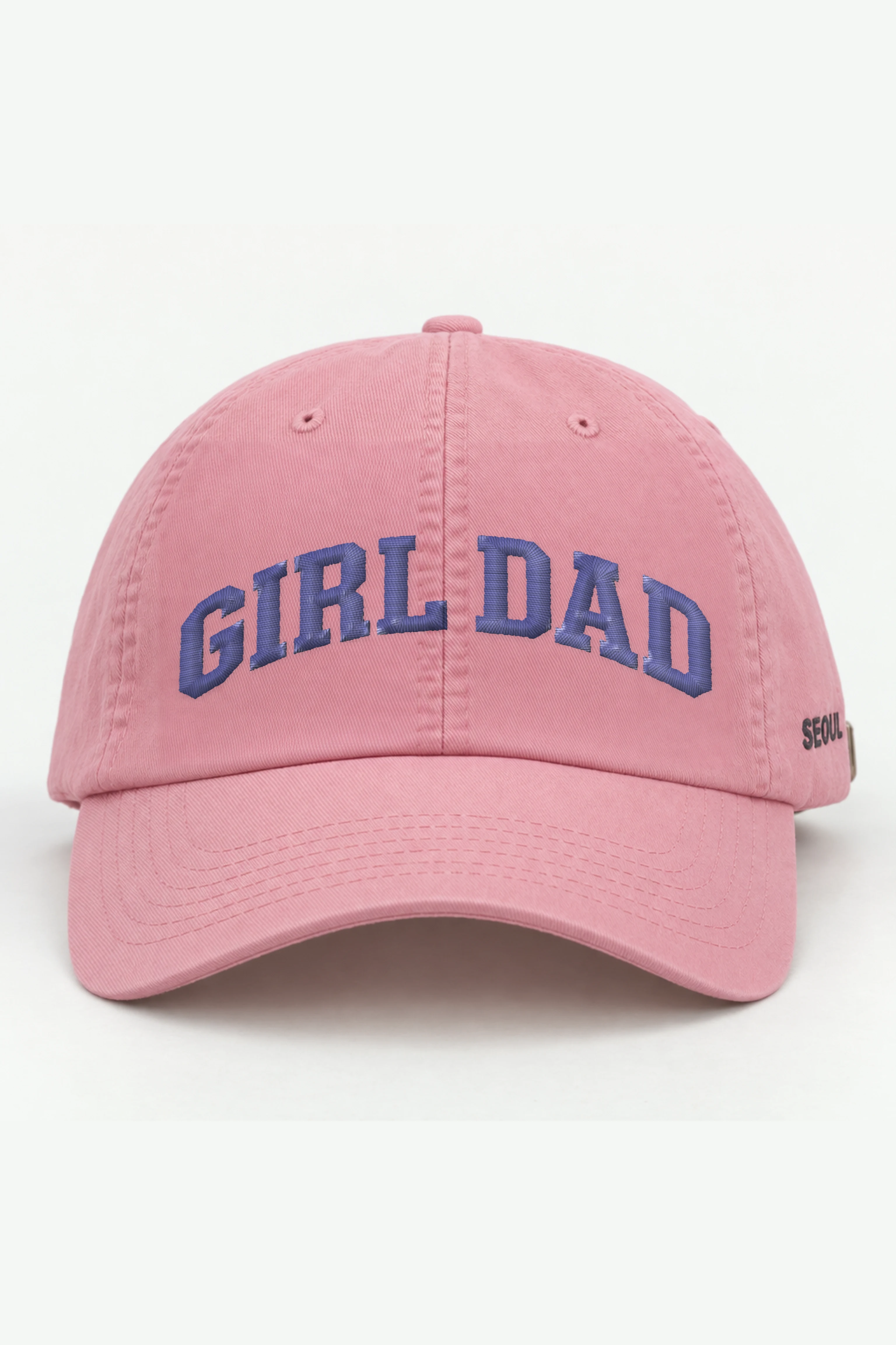 "Girl Dad Varsity" Classic Dad Hat · Embroidered — pink/cap-front