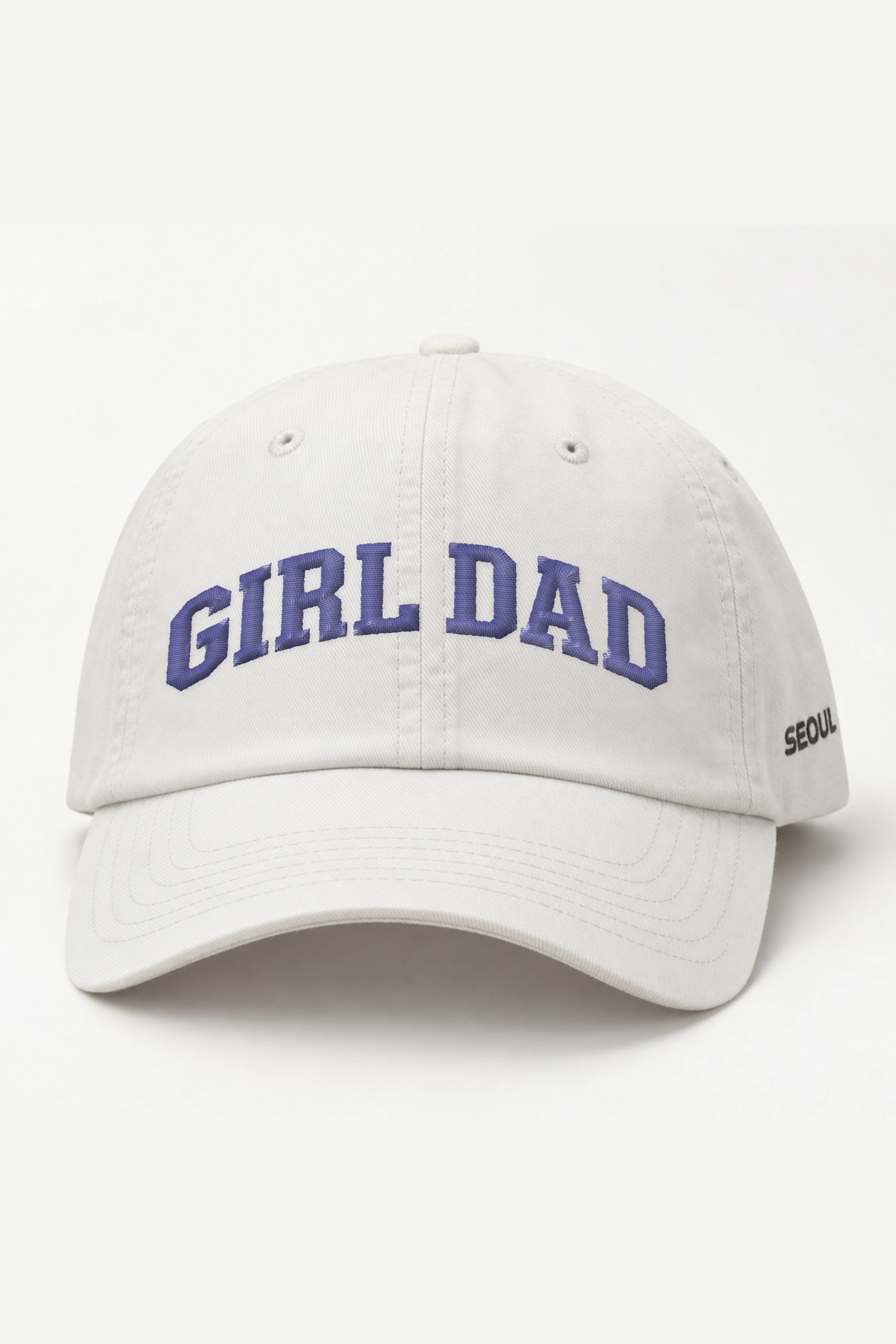 "Girl Dad Varsity" Classic Dad Hat · Embroidered — white/cap-front