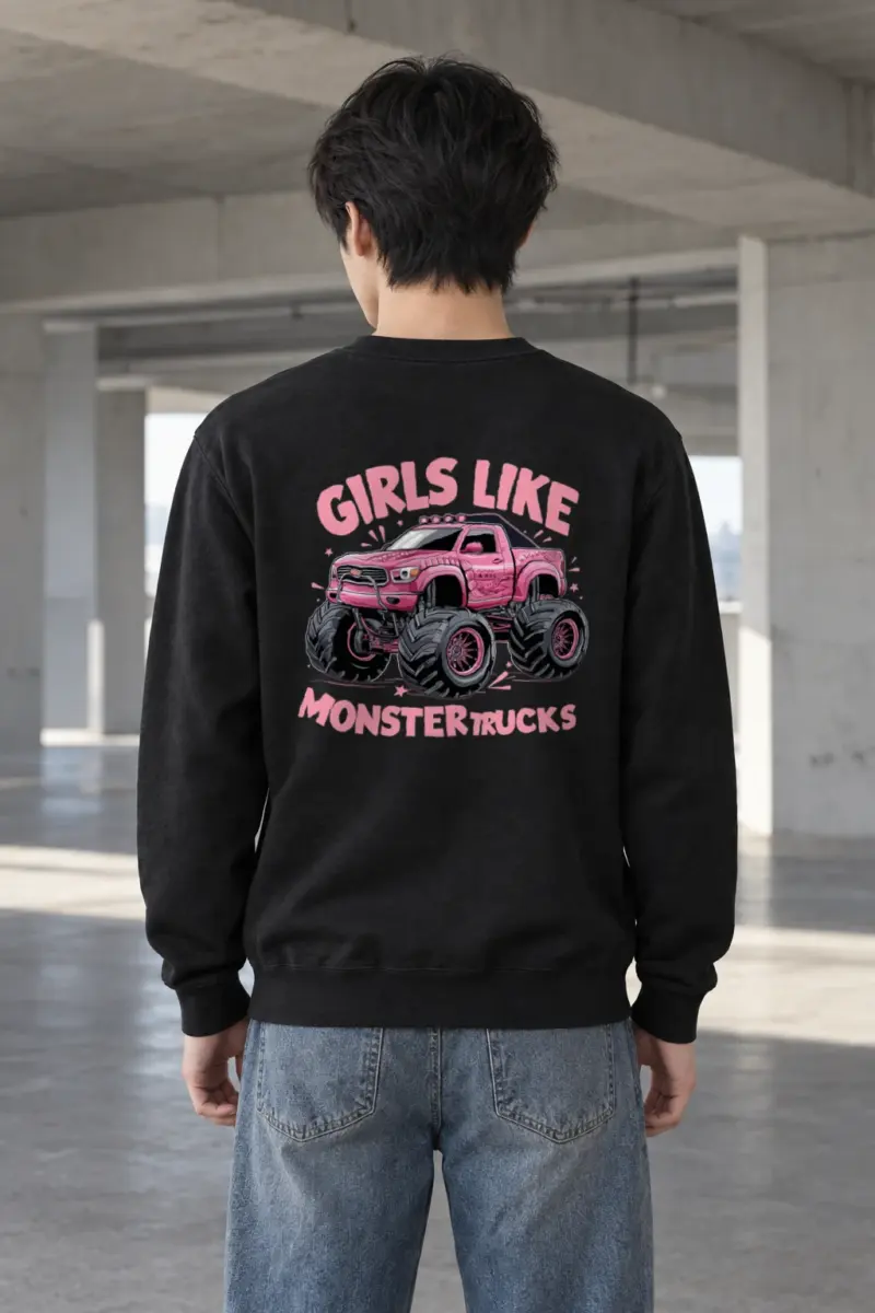 "Girls Like Monster Trucks" Heavy Blend Unisex Crewneck Sweatshirt