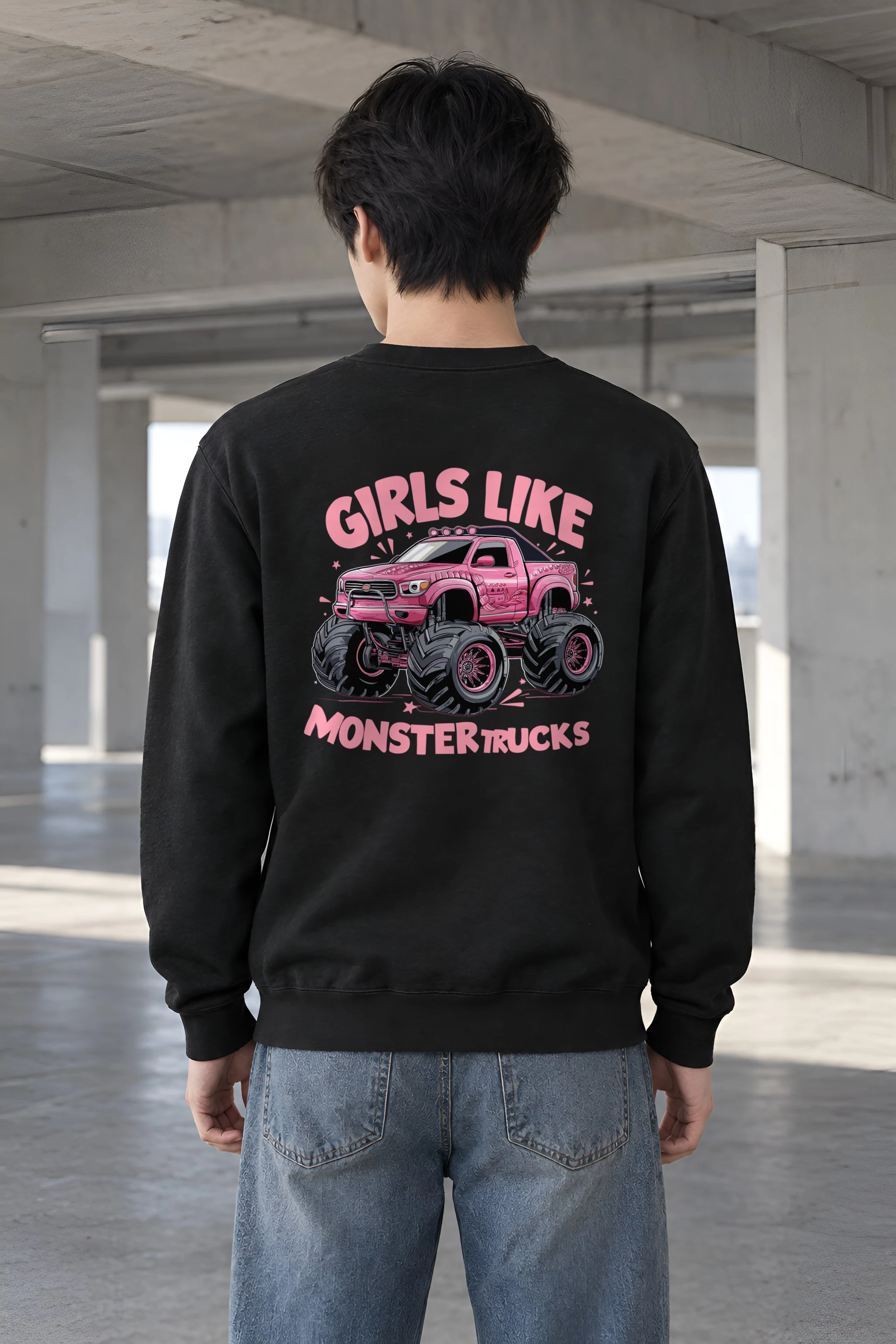 "Girls Like Monster Trucks" Heavy Blend Unisex Crewneck Sweatshirt