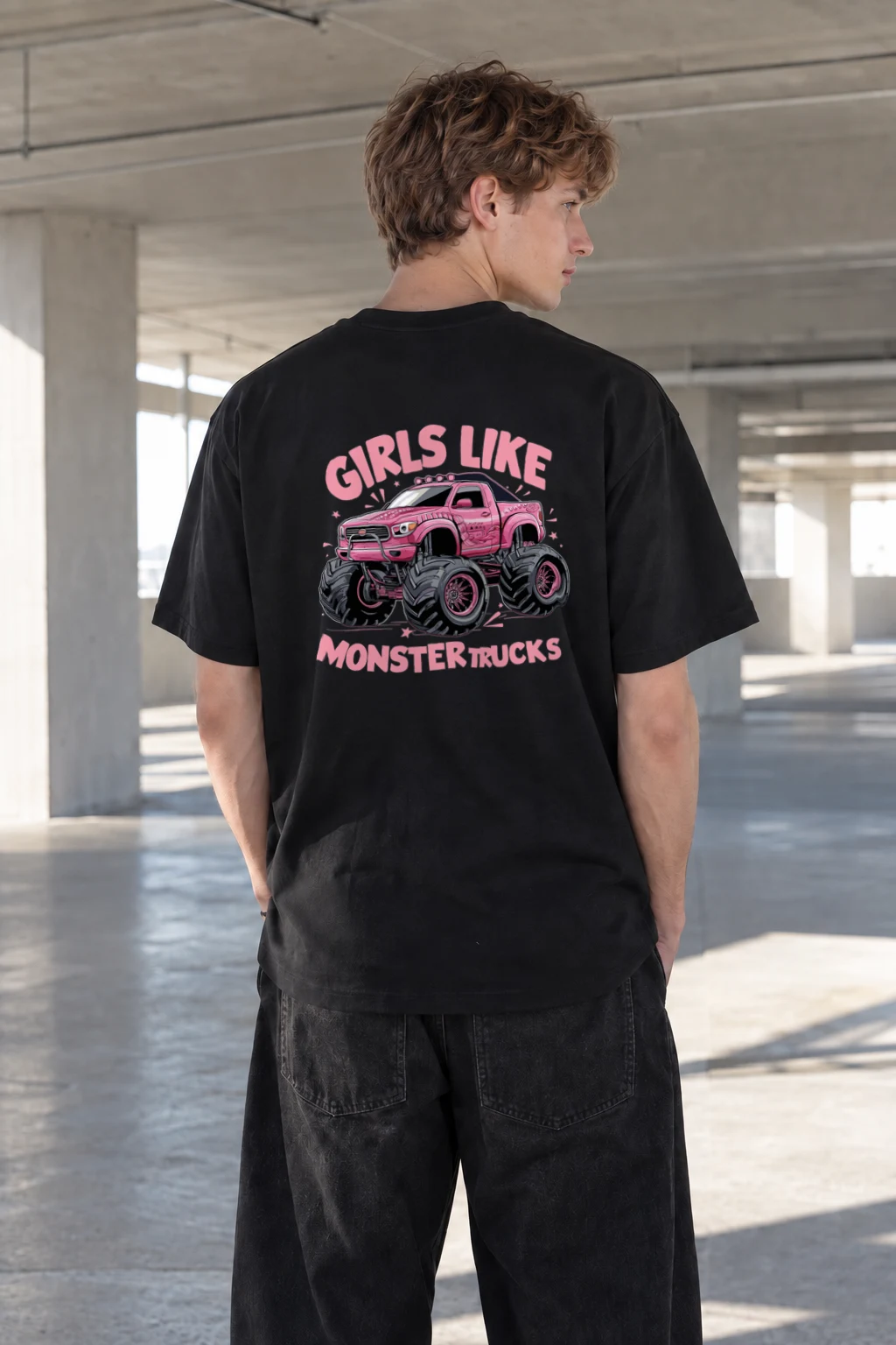 "Girls Like Monster Trucks" Heavyweight Unisex Crewneck T-shirt | Gildan 5000