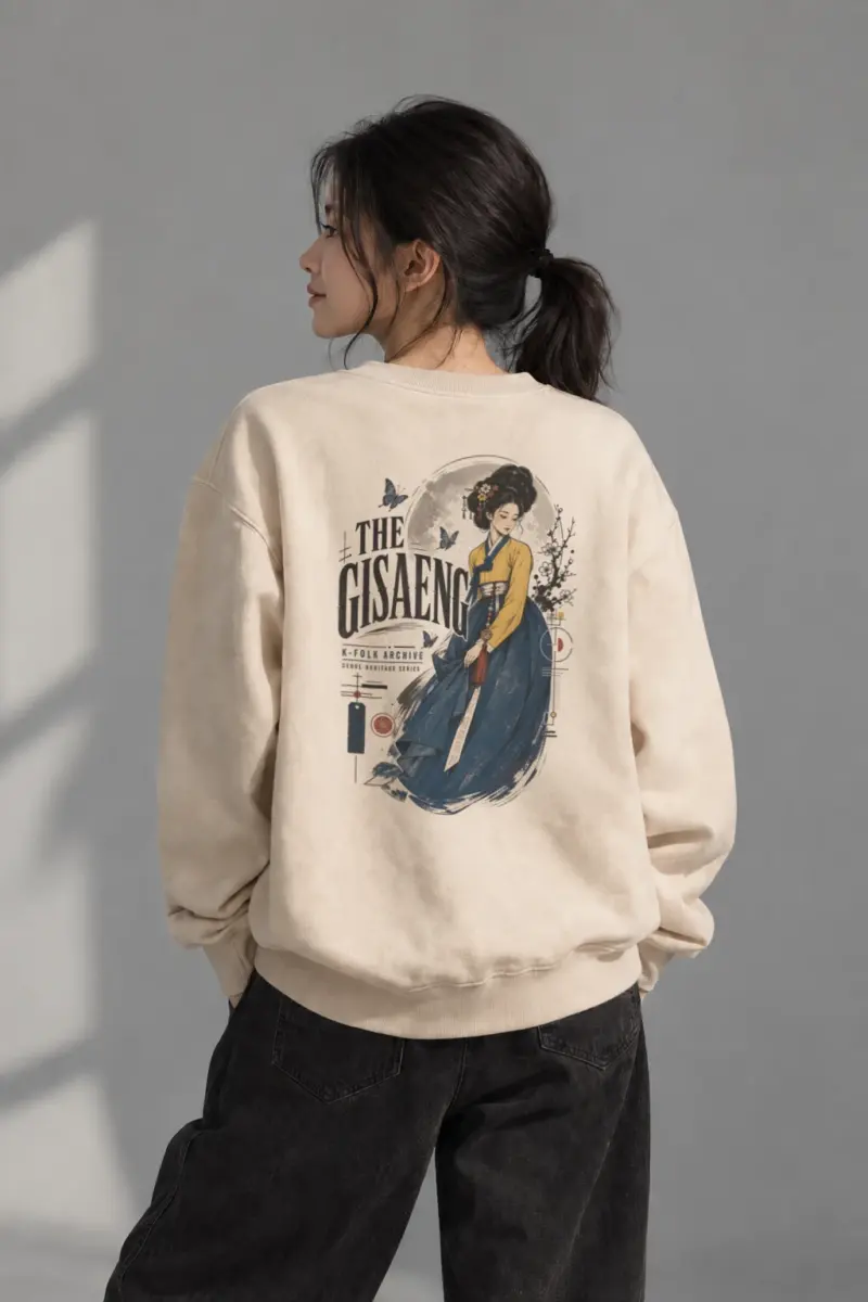 "Gisaeng Folk Archive" Unisex Sponge Fleece Crewneck Sweatshirt | Bella + Canvas 3901