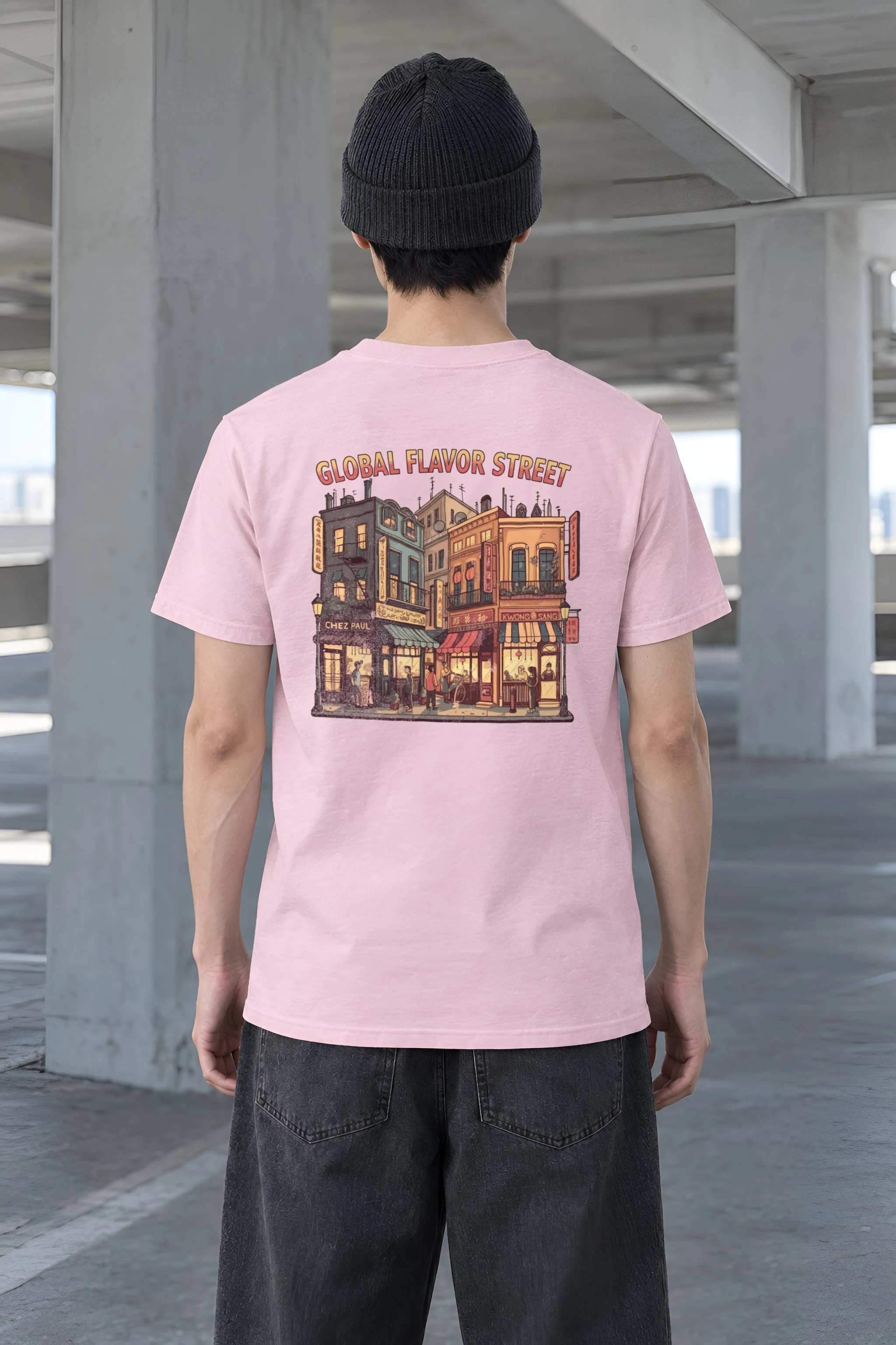 "Global Flavor Street" Heavyweight Unisex Crewneck T-shirt