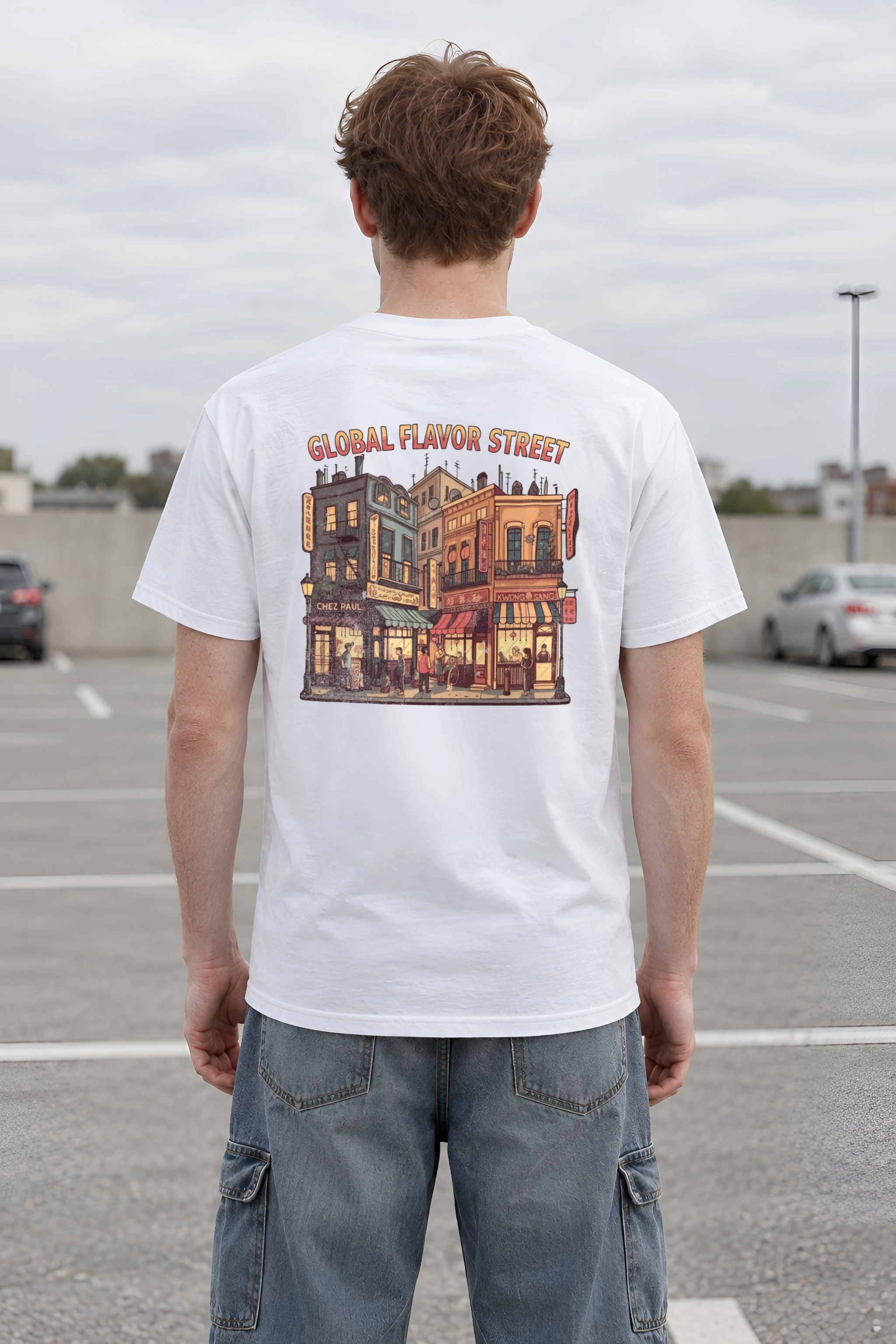 "Global Flavor Street" Heavyweight Unisex Crewneck T-shirt