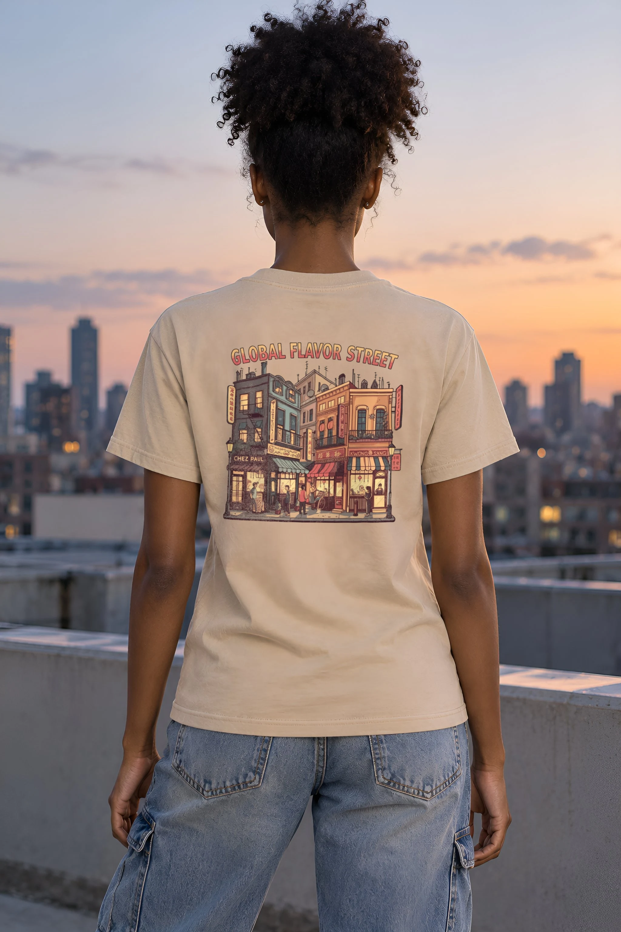 "Global Flavor Street" Heavyweight Unisex Crewneck T-shirt