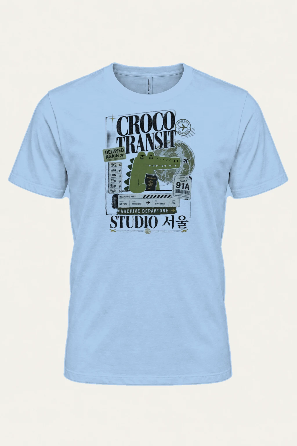 "Global Route Croco" Heavyweight Unisex Crewneck T-shirt | Gildan 5000