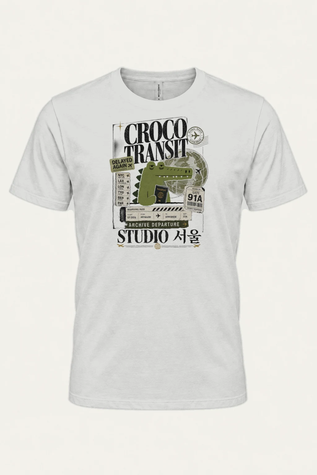 "Global Route Croco" Heavyweight Unisex Crewneck T-shirt | Gildan 5000