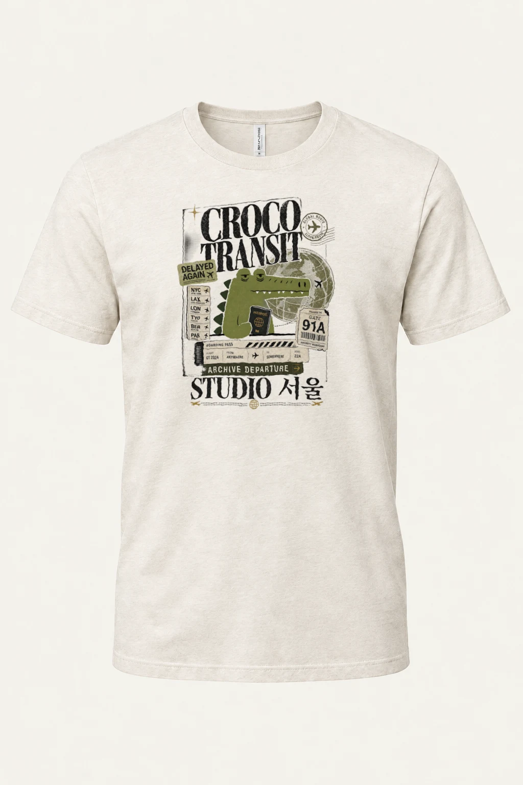 "Global Route Croco" Heavyweight Unisex Crewneck T-shirt | Gildan 5000