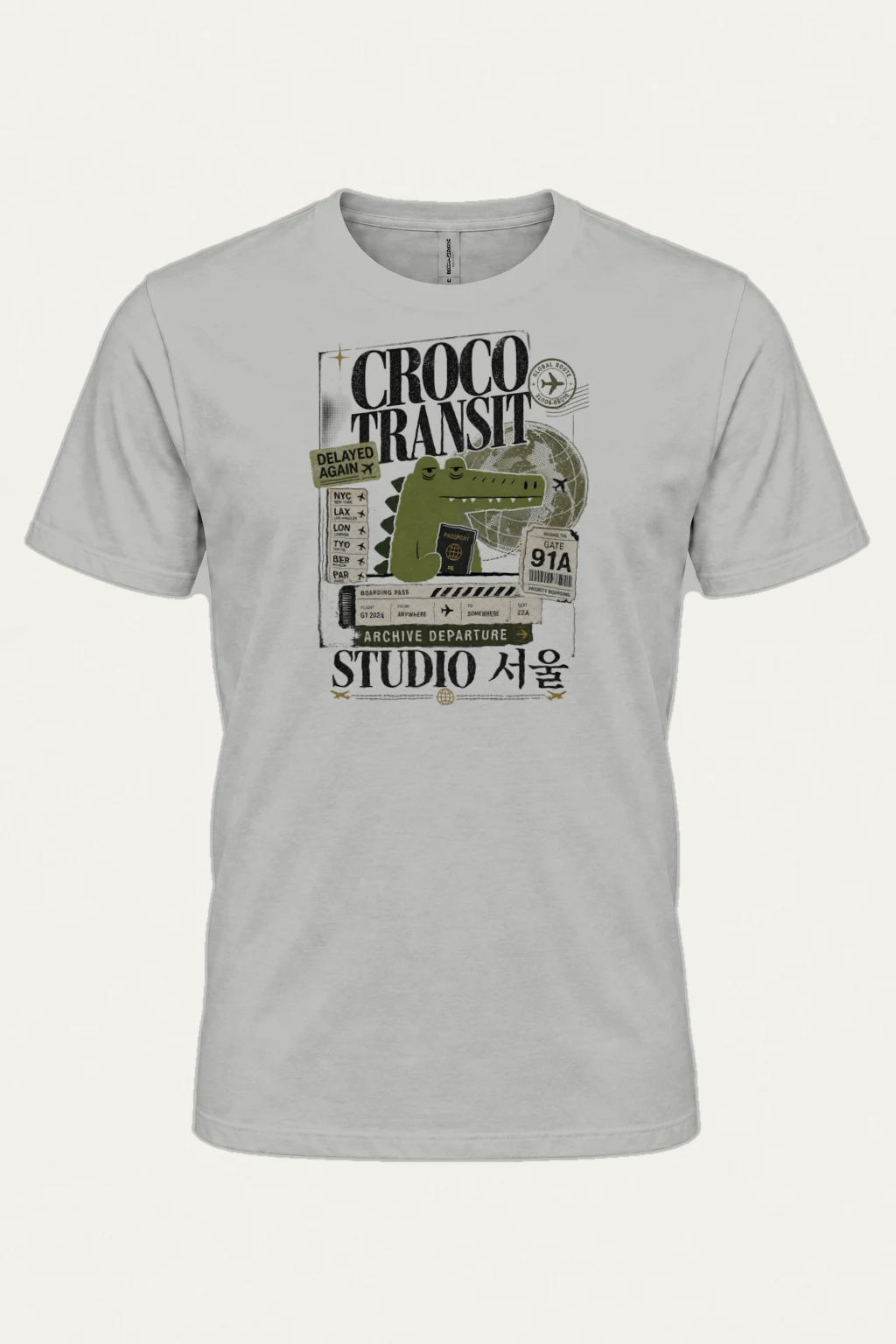 "Global Route Croco" Heavyweight Unisex Crewneck T-shirt | Gildan 5000