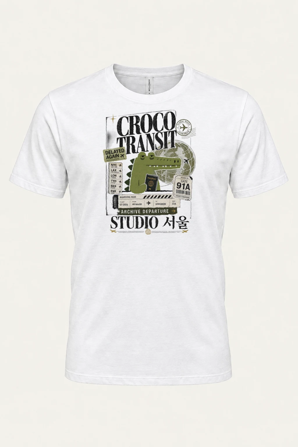 "Global Route Croco" Heavyweight Unisex Crewneck T-shirt | Gildan 5000