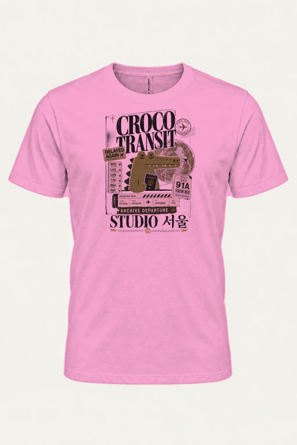 "Global Route Croco" Heavyweight Unisex Crewneck T-shirt | Gildan 5000
