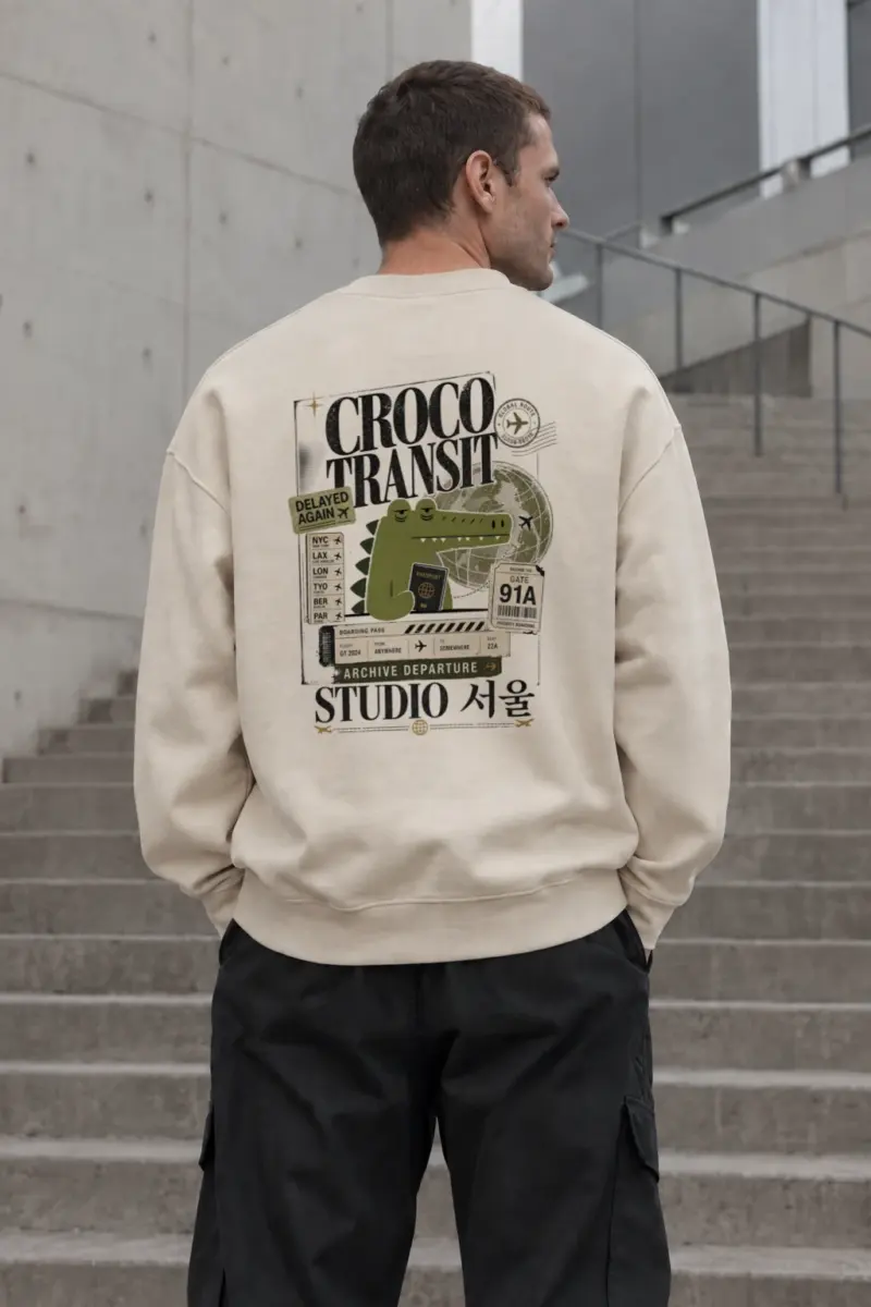 "Global Route Croco" Unisex Sponge Fleece Crewneck Sweatshirt | Bella + Canvas 3901