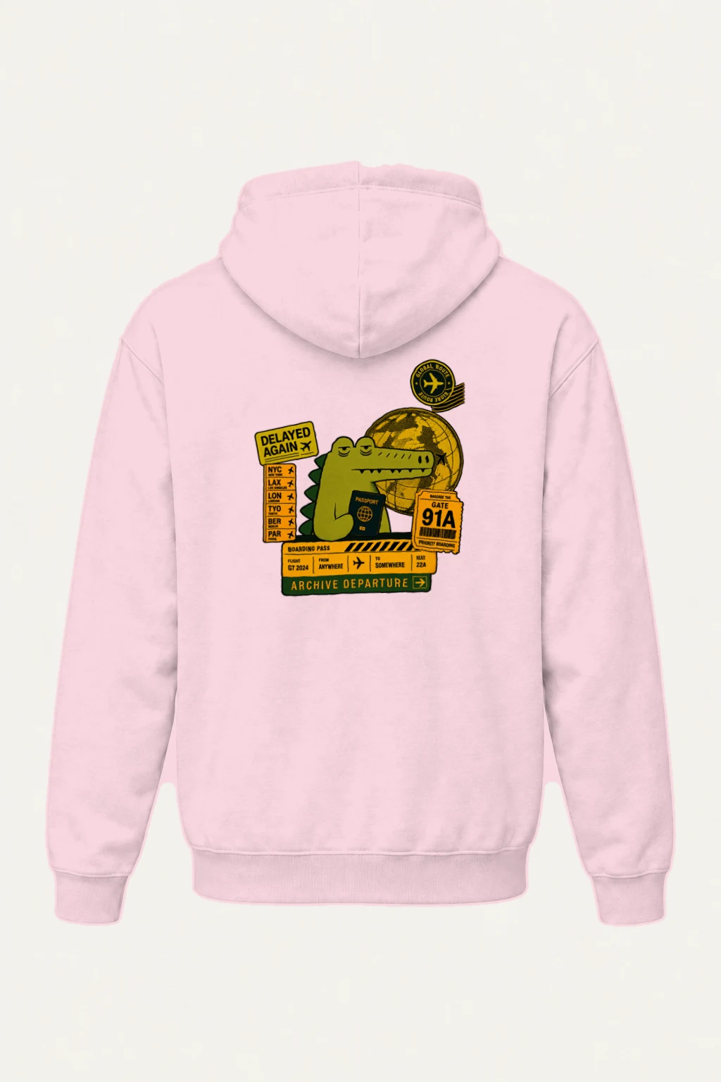 "Global Route Dino" Heavy Blend Unisex Pullover Hoodie | Gildan 18500