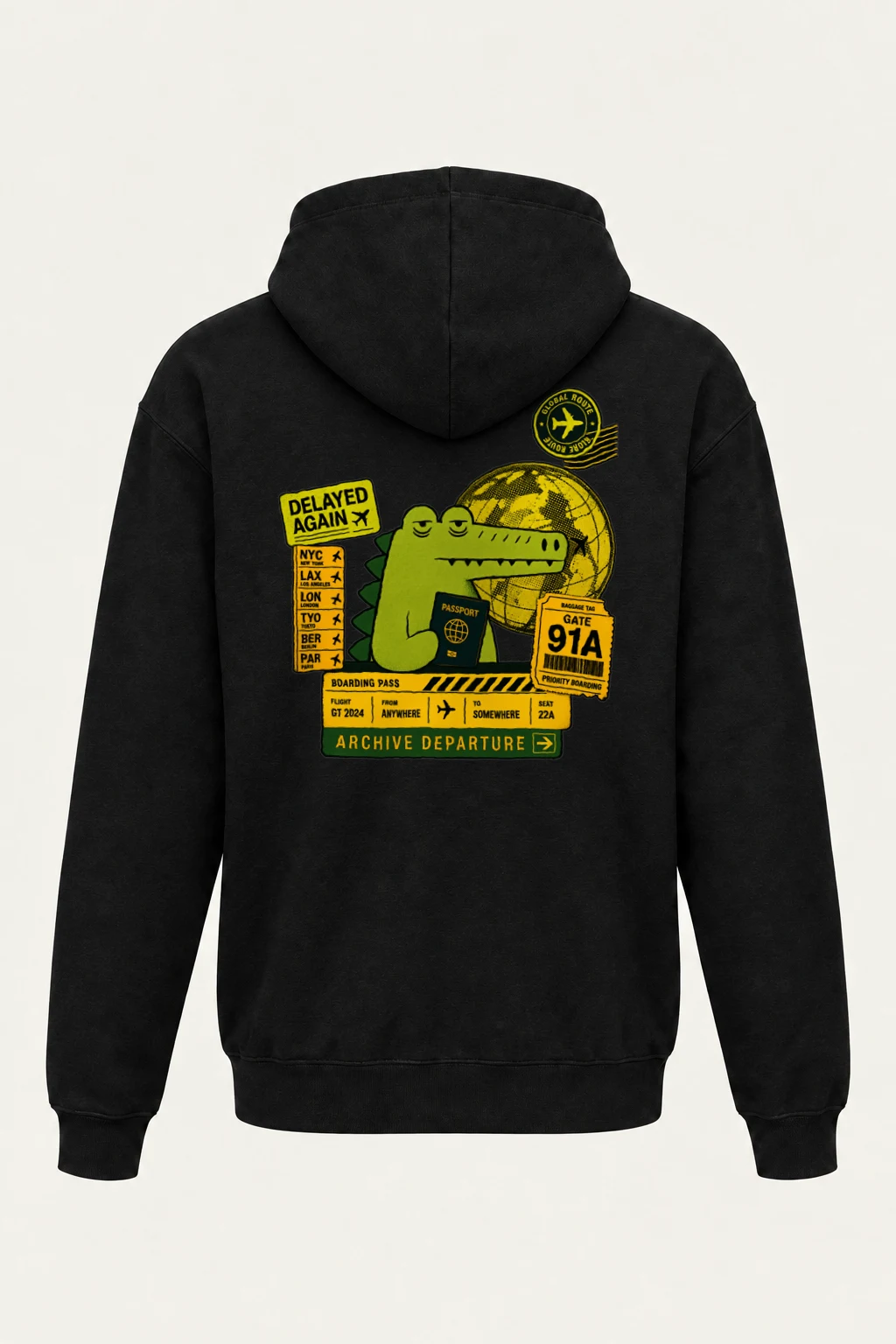 "Global Route Dino" Heavy Blend Unisex Pullover Hoodie | Gildan 18500