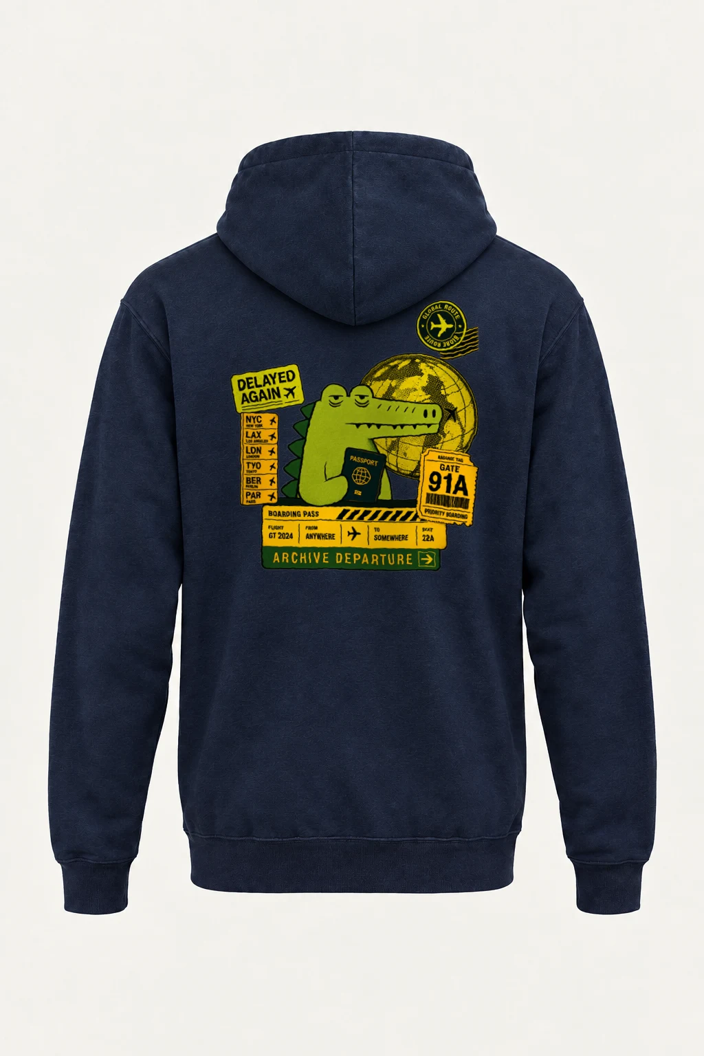 "Global Route Dino" Heavy Blend Unisex Pullover Hoodie | Gildan 18500