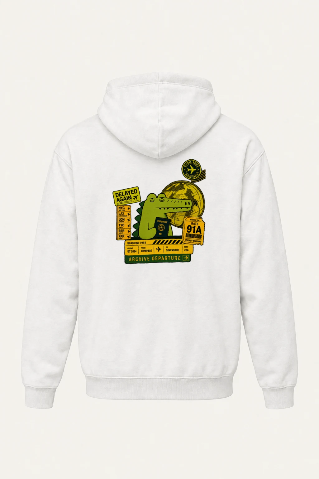 "Global Route Dino" Heavy Blend Unisex Pullover Hoodie | Gildan 18500