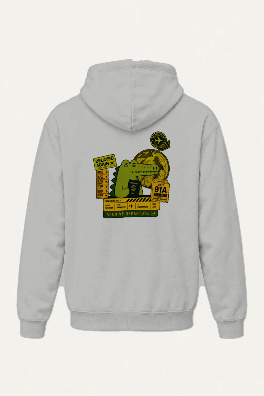 "Global Route Dino" Heavy Blend Unisex Pullover Hoodie | Gildan 18500