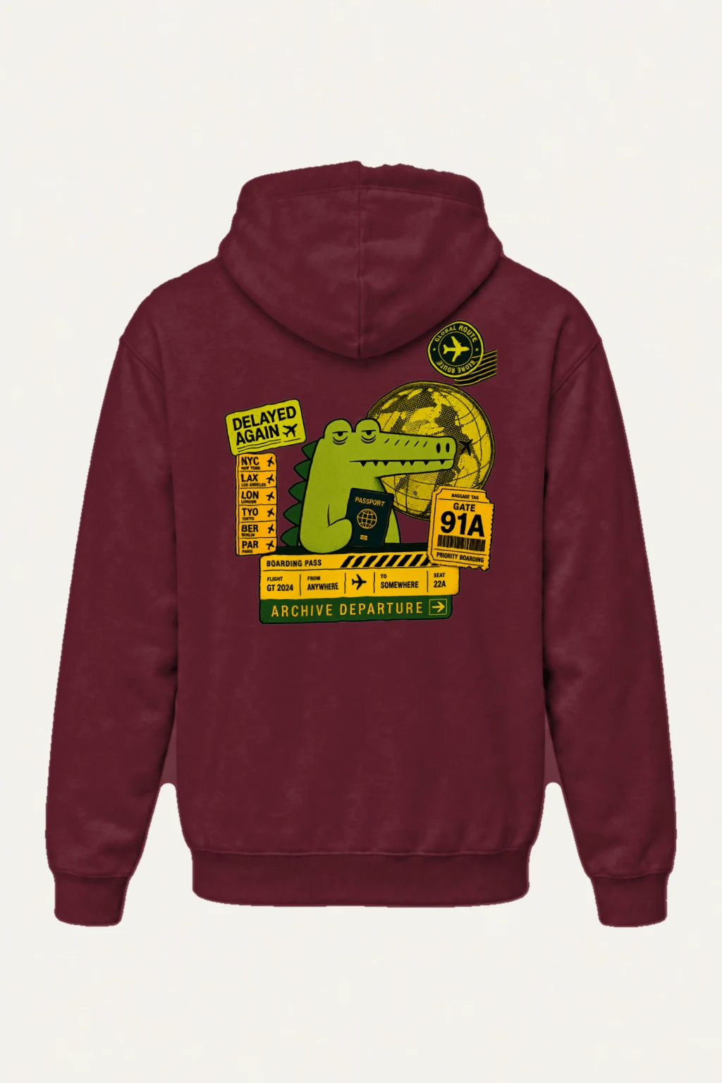 "Global Route Dino" Heavy Blend Unisex Pullover Hoodie | Gildan 18500