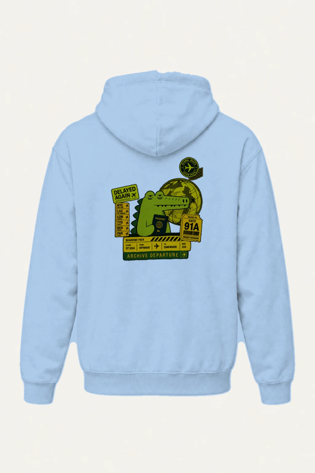 "Global Route Dino" Heavy Blend Unisex Pullover Hoodie | Gildan 18500