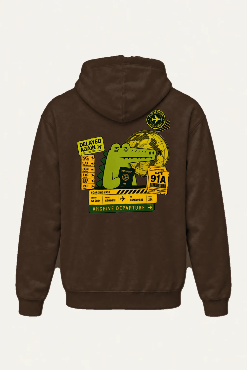 "Global Route Dino" Heavy Blend Unisex Pullover Hoodie | Gildan 18500