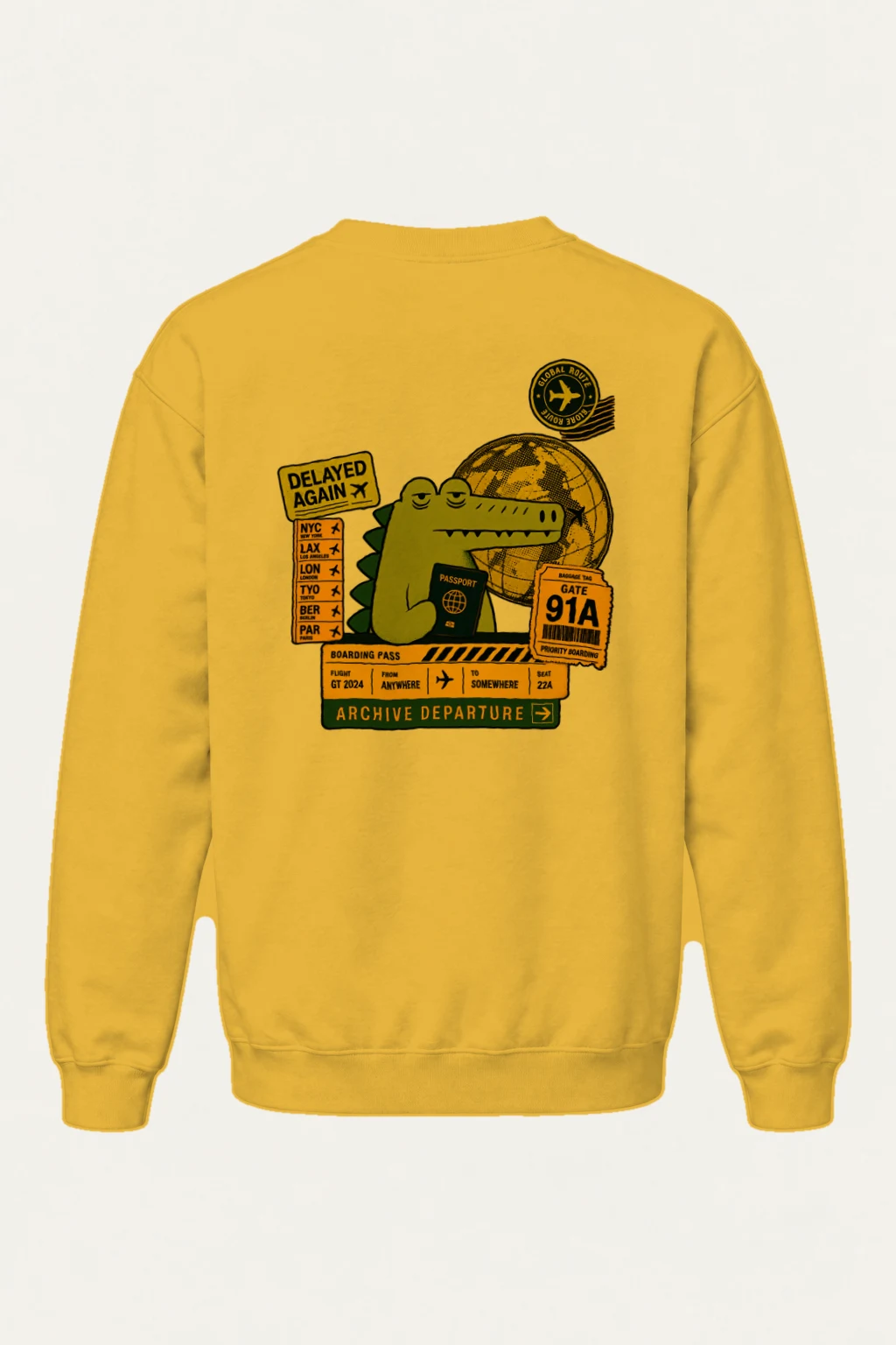 "Global Route" Heavy Blend Unisex Crewneck Sweatshirt | Gildan 18000