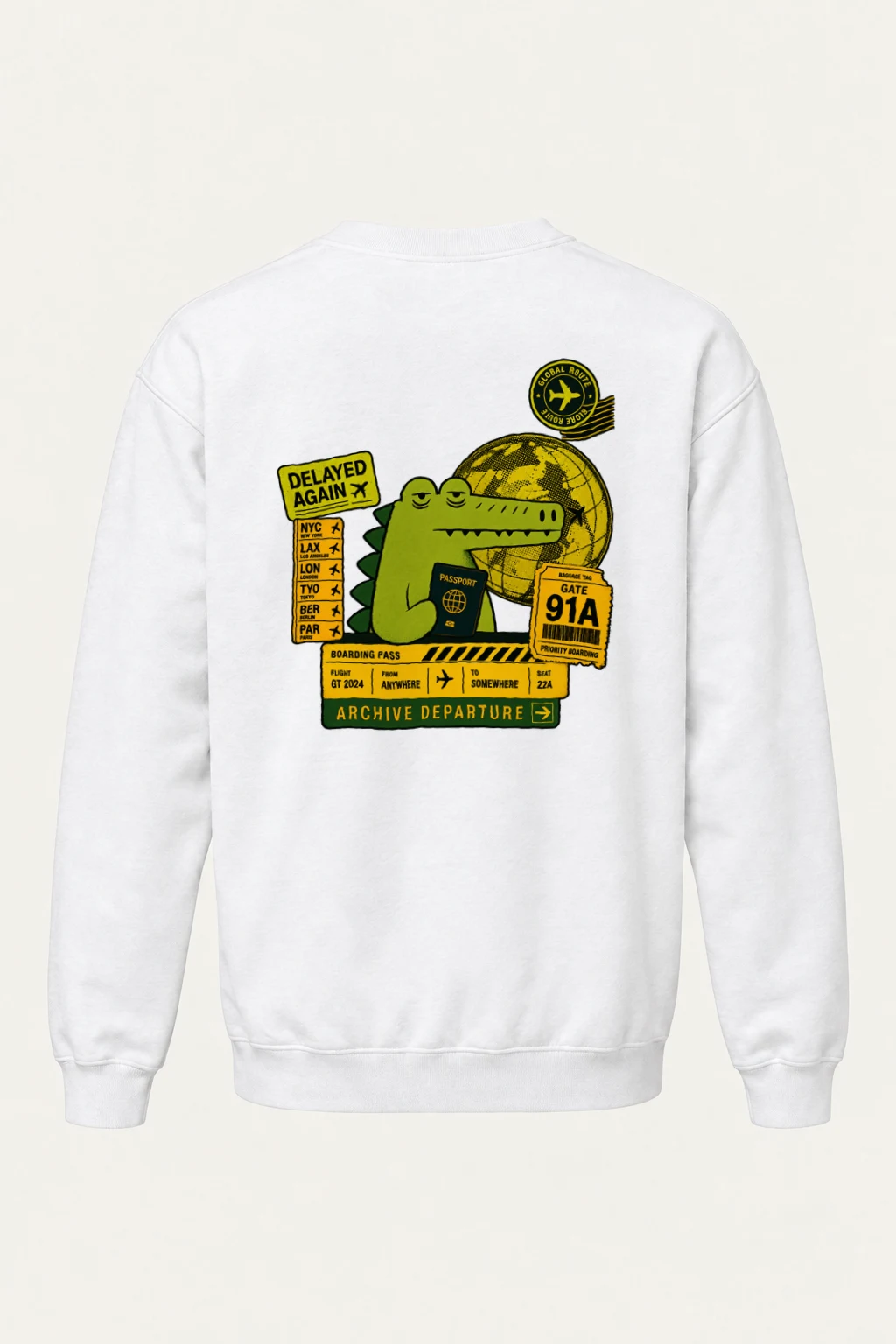 "Global Route" Heavy Blend Unisex Crewneck Sweatshirt | Gildan 18000