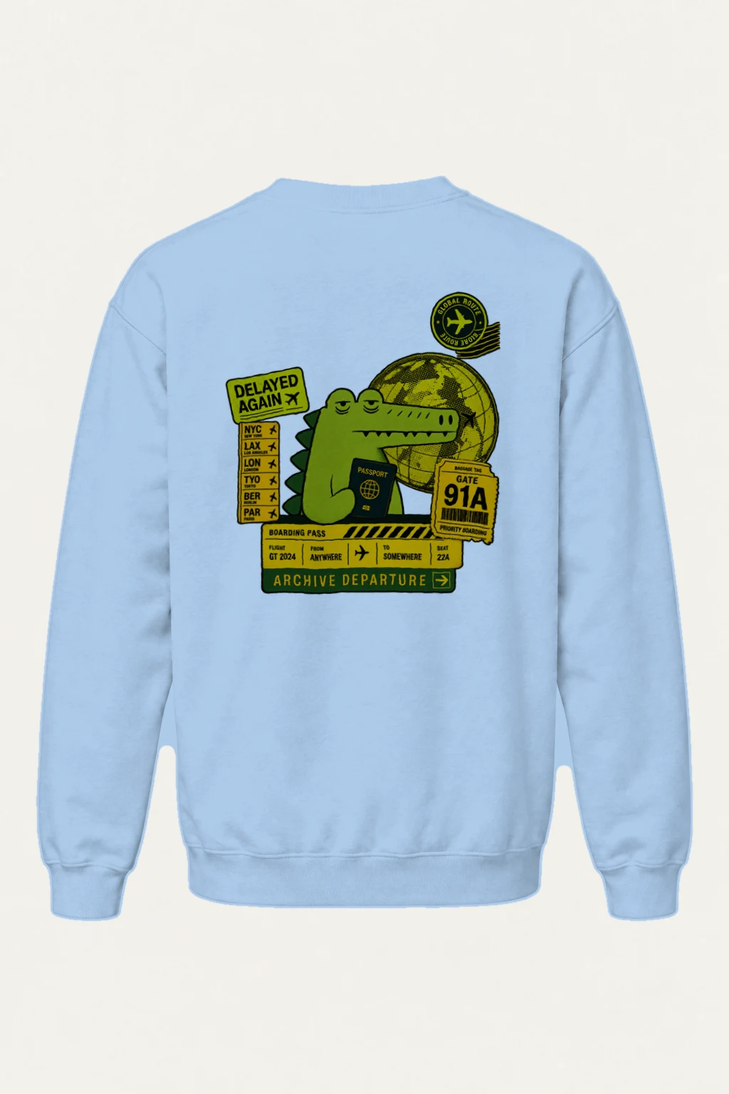 "Global Route" Heavy Blend Unisex Crewneck Sweatshirt | Gildan 18000