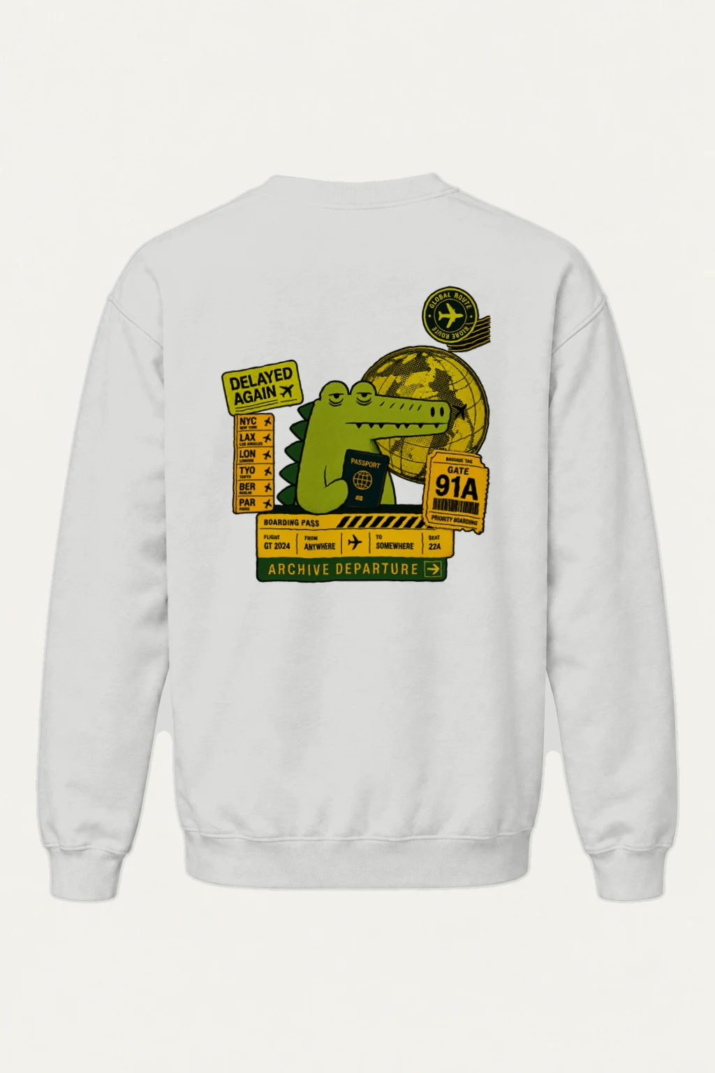 "Global Route" Heavy Blend Unisex Crewneck Sweatshirt | Gildan 18000