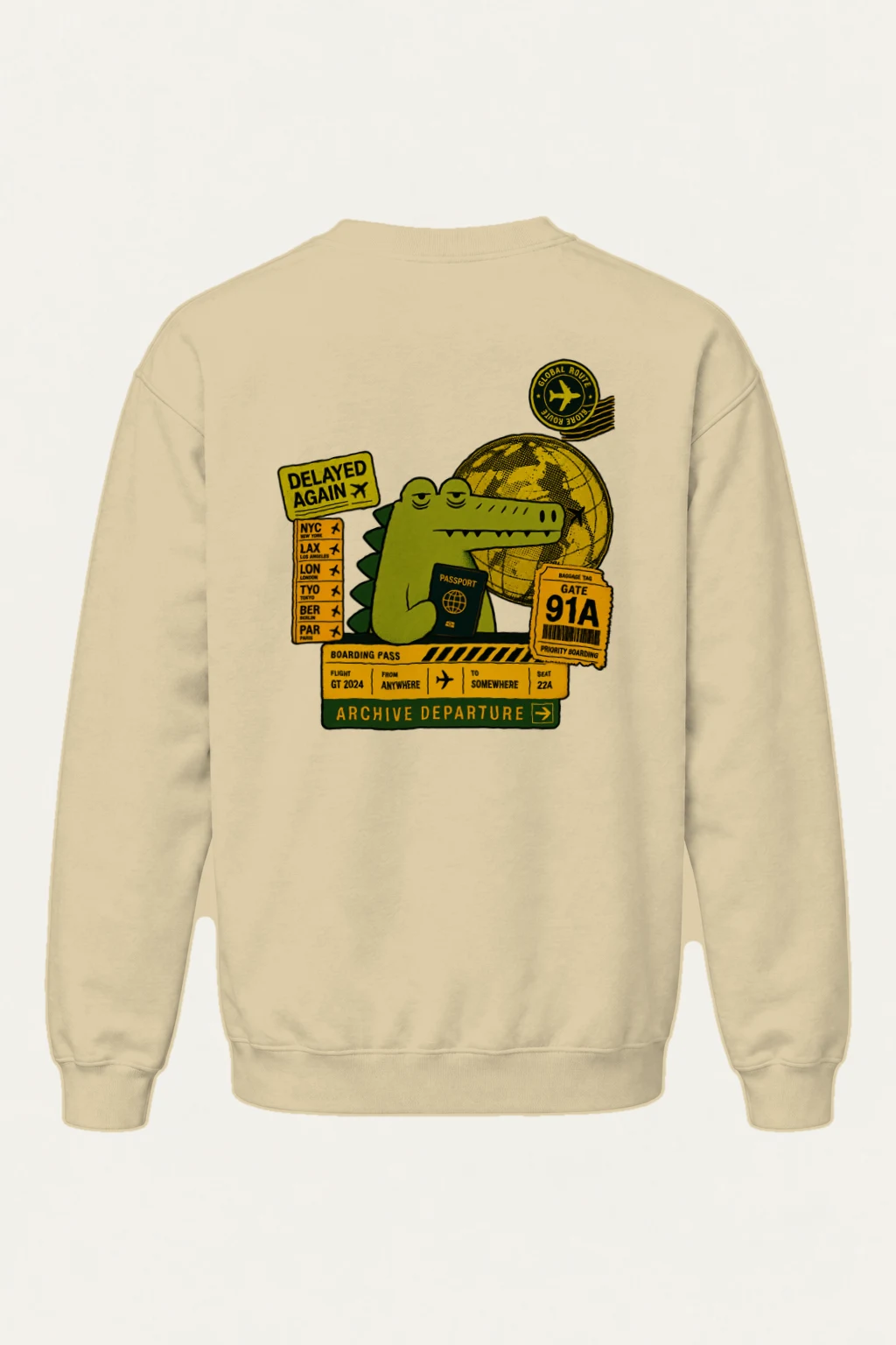 "Global Route" Heavy Blend Unisex Crewneck Sweatshirt | Gildan 18000