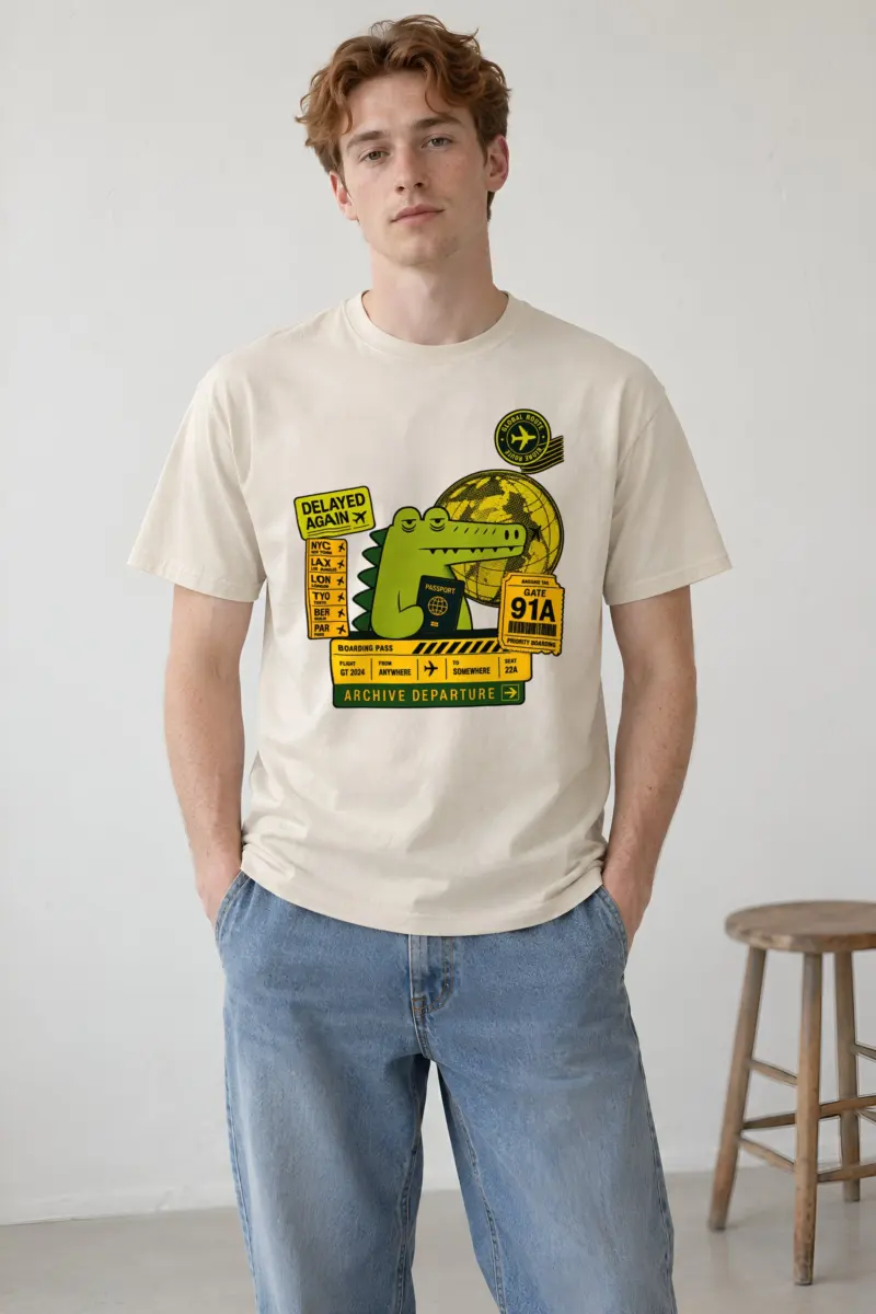 "Global Route" Heavyweight Unisex Crewneck T-shirt