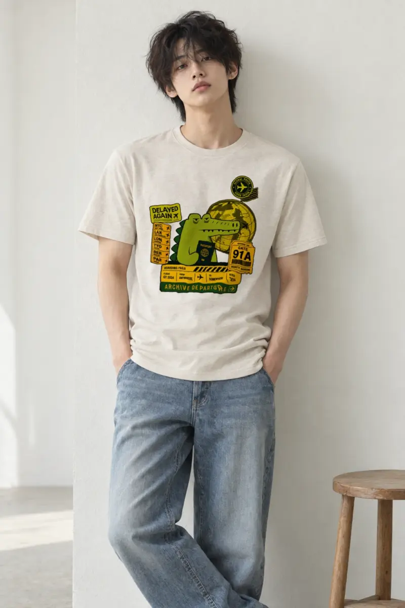 "Global Route" Heavyweight Unisex Crewneck T-shirt