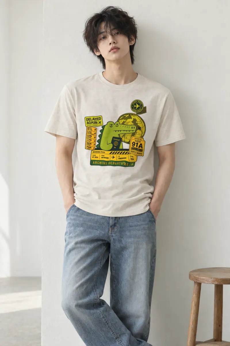 "Global Route" Heavyweight Unisex Crewneck T-shirt