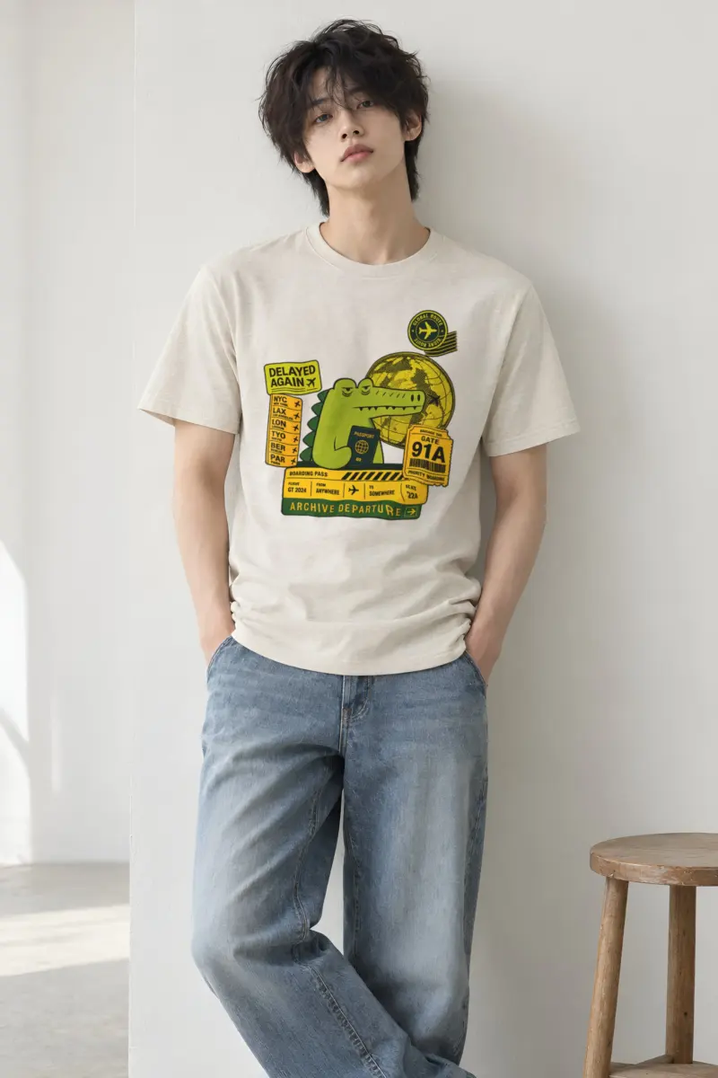 "Global Route" Heavyweight Unisex Crewneck T-shirt