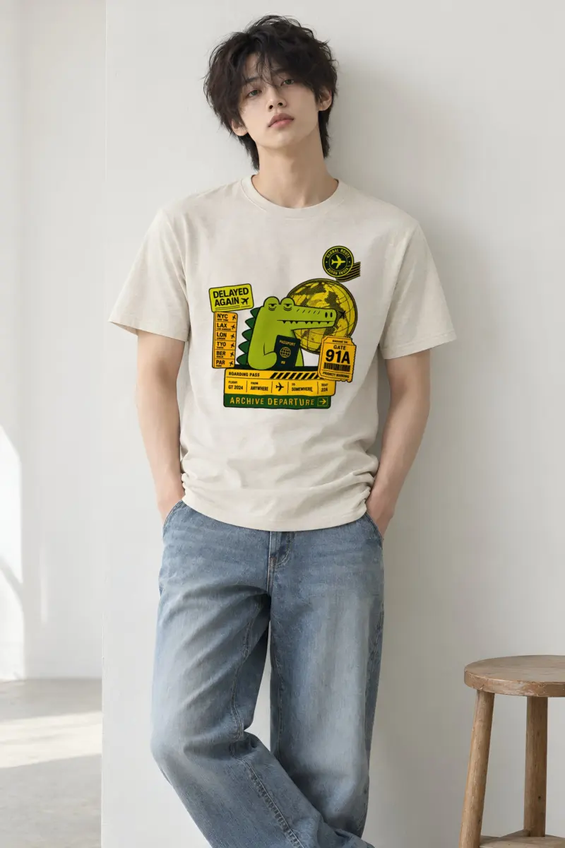 "Global Route" Heavyweight Unisex Crewneck T-shirt