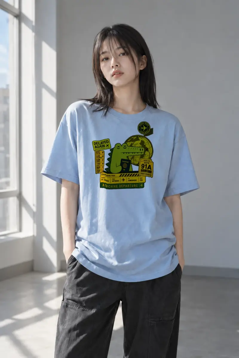 "Global Route" Heavyweight Unisex Crewneck T-shirt | Gildan 5000