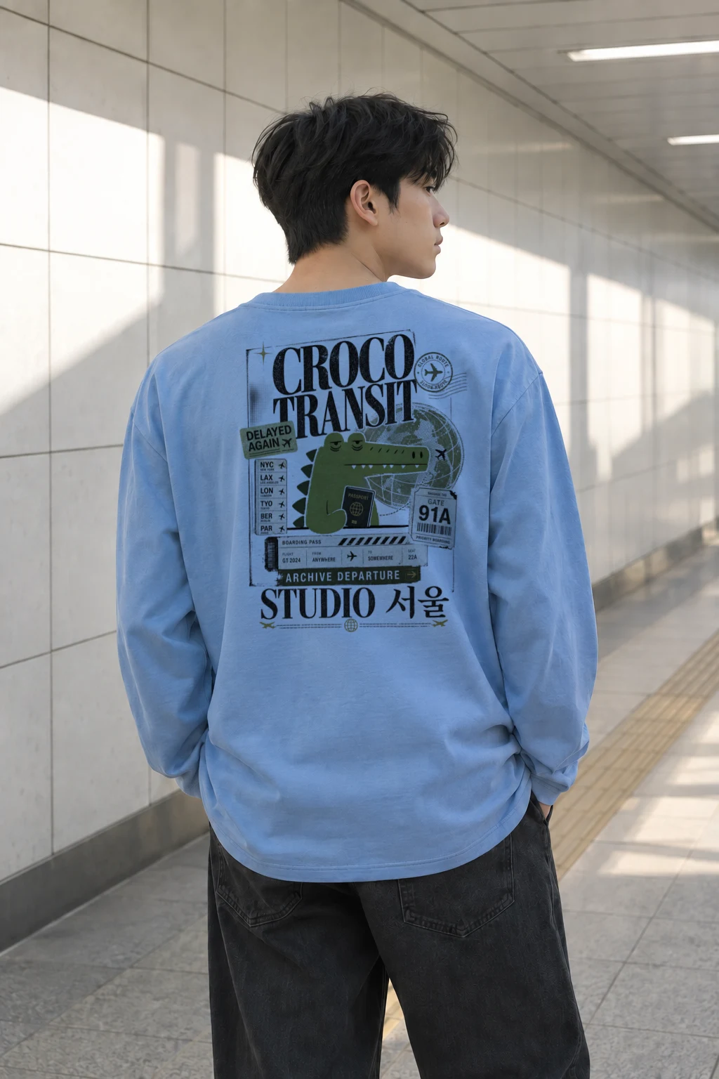 "Global Route" Unisex Longsleeve T-shirt | Gildan 2400