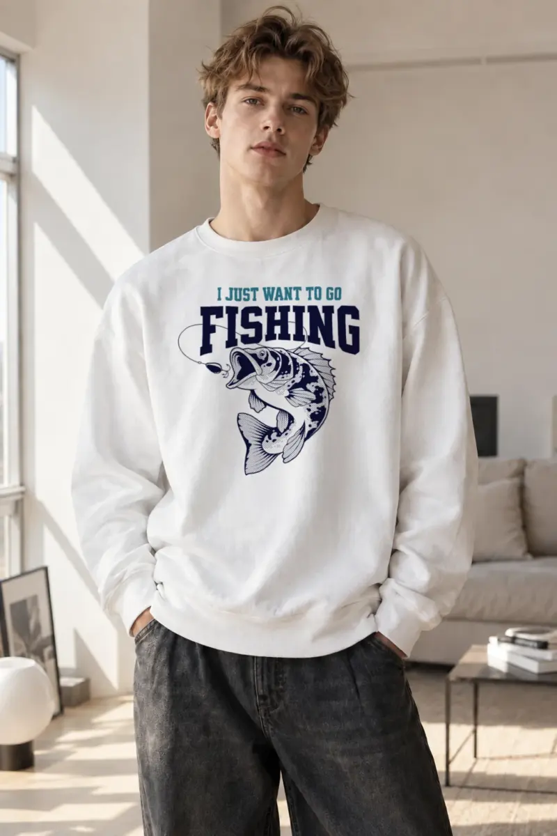“Go Fishing” Heavy Blend Unisex Crewneck Sweatshirt | Gildan 18000