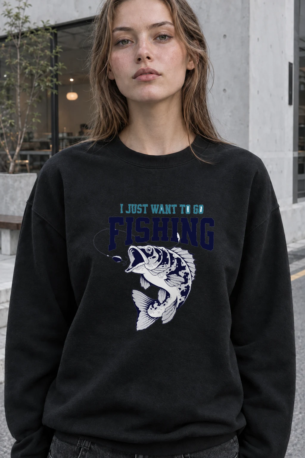 "Go Fishing" Heavy Blend Unisex Crewneck Sweatshirt | Gildan 18000