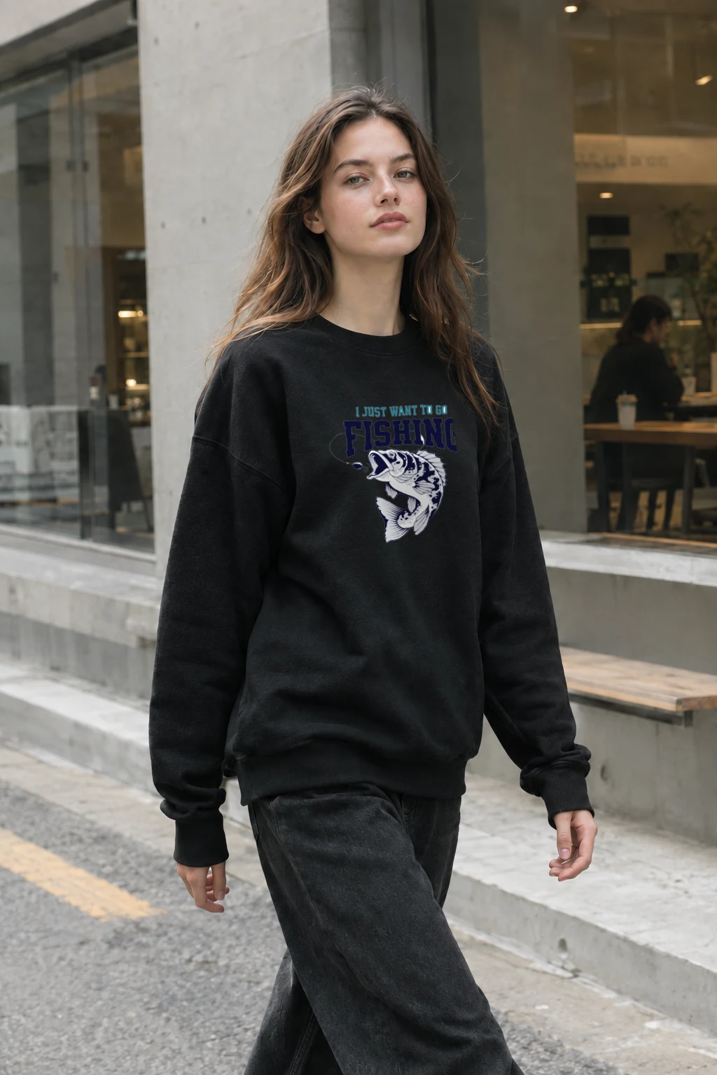 "Go Fishing" Heavy Blend Unisex Crewneck Sweatshirt | Gildan 18000