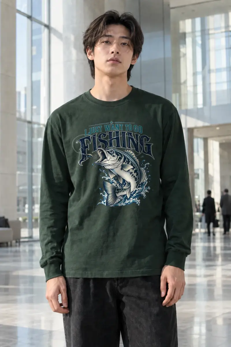 "Go Fishing" Unisex Longsleeve T-shirt | Gildan 2400