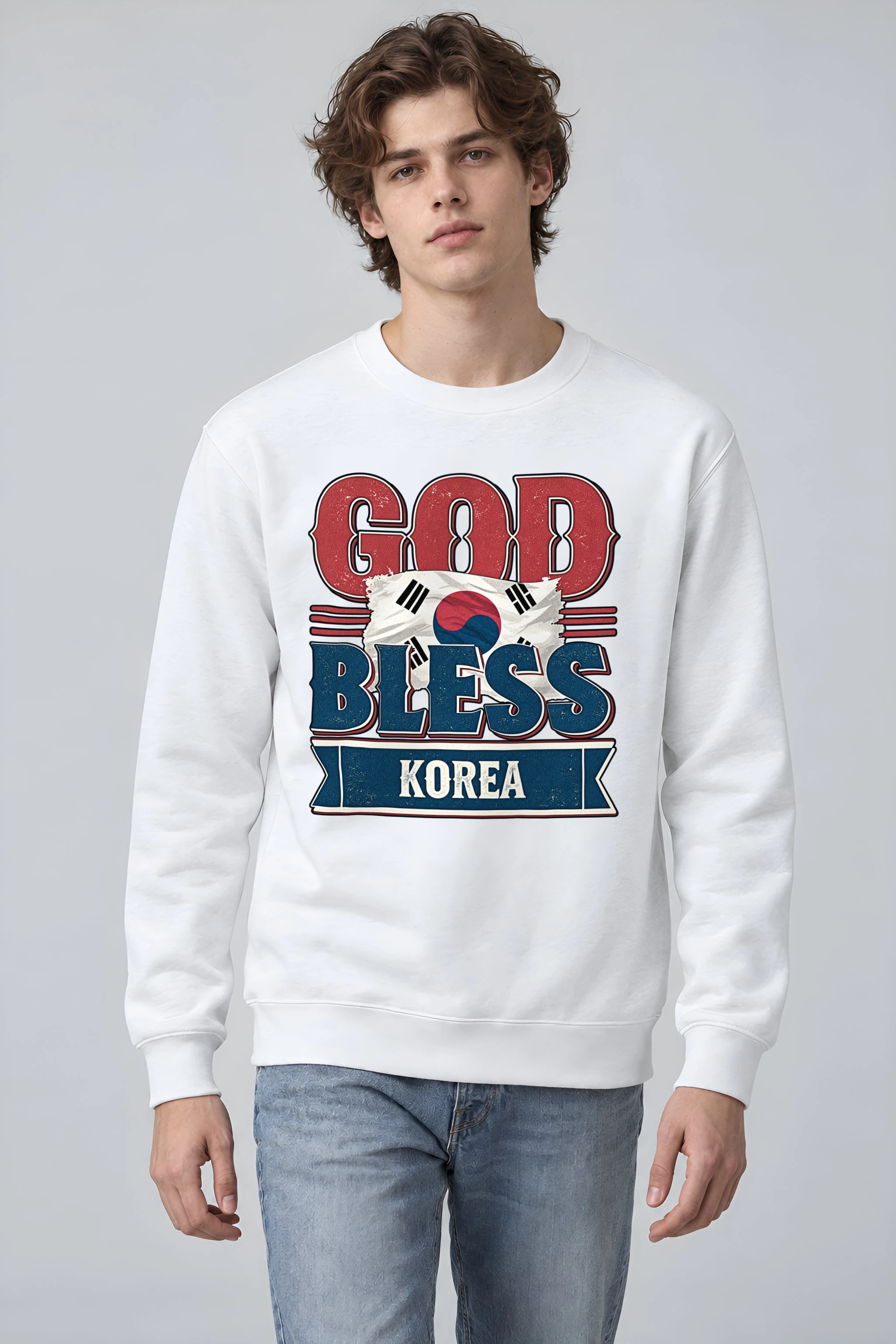 "God Bless Korea" Heavy Blend Unisex Crewneck Sweatshirt