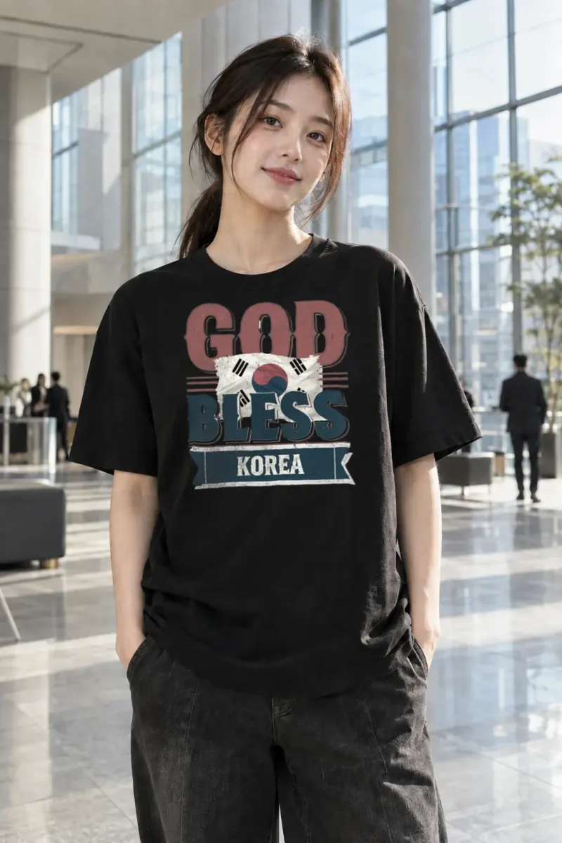 “God Bless Korea” Heavyweight Unisex Crewneck T-shirt | Gildan 5000