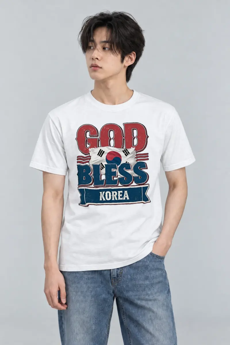 "God Bless Korea" Heavyweight Unisex Crewneck T-shirt