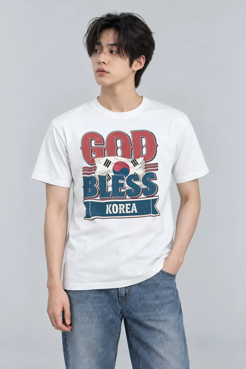 "God Bless Korea" Heavyweight Unisex Crewneck T-shirt