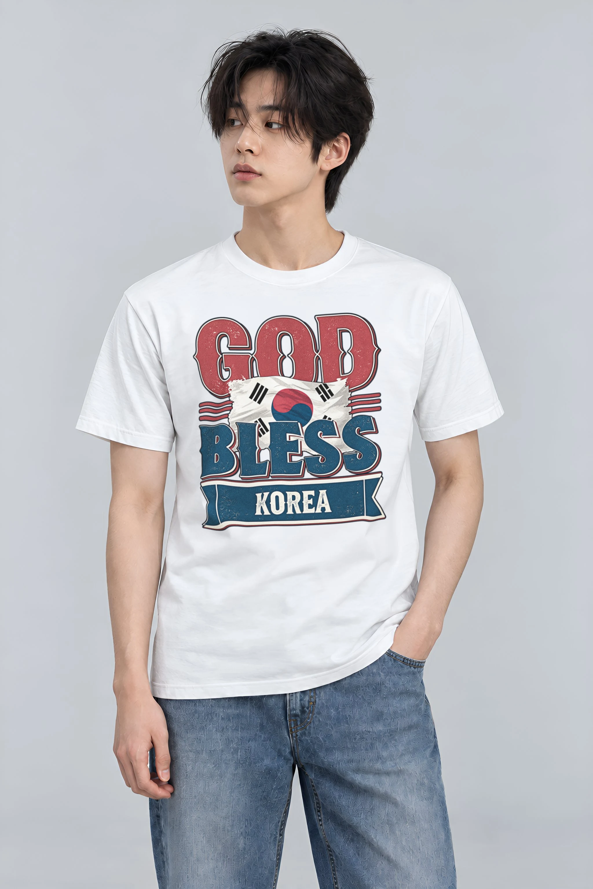 "God Bless Korea" Heavyweight Unisex Crewneck T-shirt