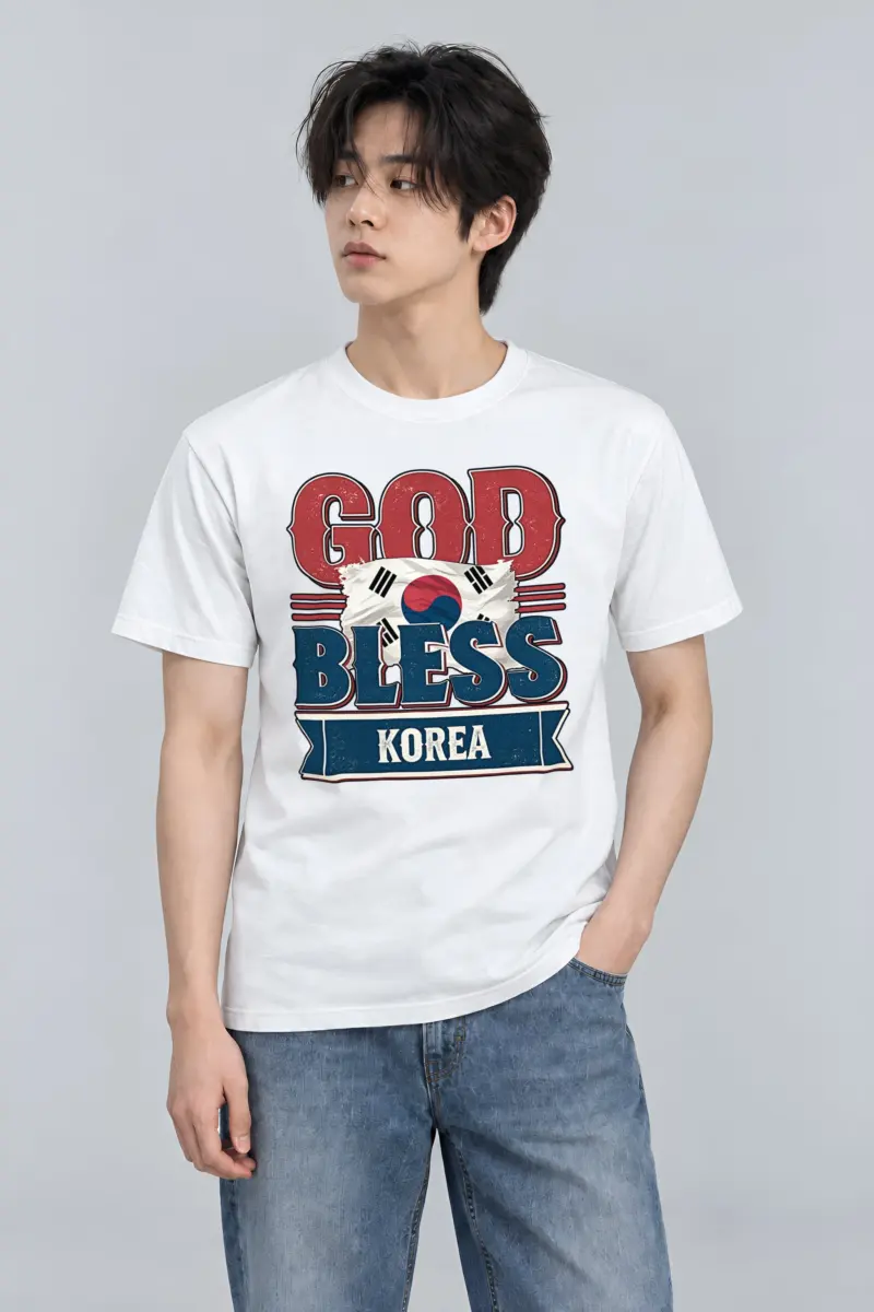 "God Bless Korea" Heavyweight Unisex Crewneck T-shirt
