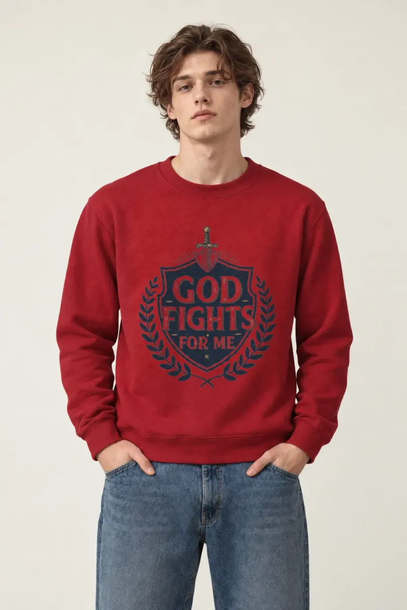 "God Fights For Me" Heavy Blend Unisex Crewneck Sweatshirt