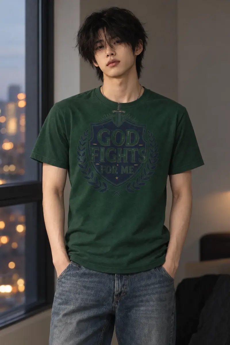 "God Fights For Me" Heavyweight Unisex Crewneck T-shirt