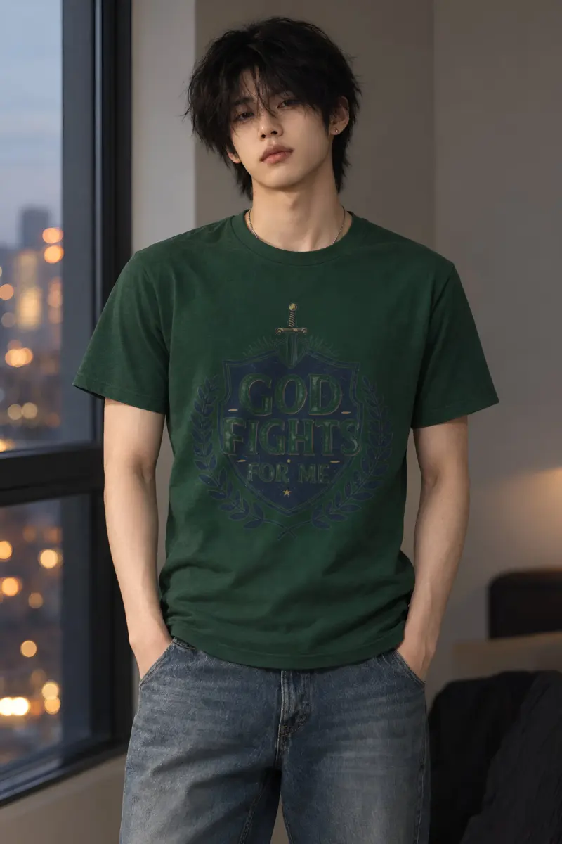"God Fights For Me" Heavyweight Unisex Crewneck T-shirt