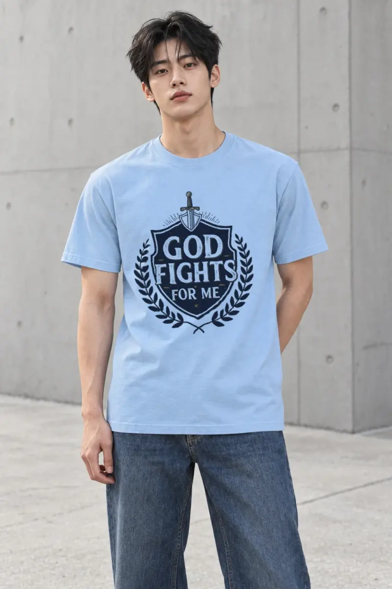"God Fights For Me" Heavyweight Unisex Crewneck T-shirt | Gildan 5000